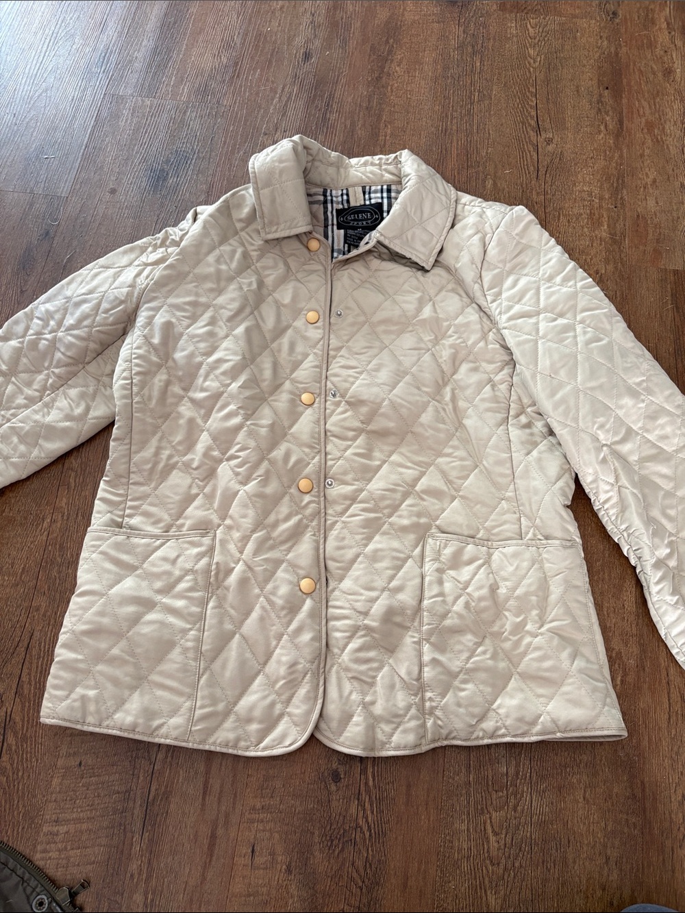 Selene Sport Cream Quilted Snap-Front Puffer Jacket